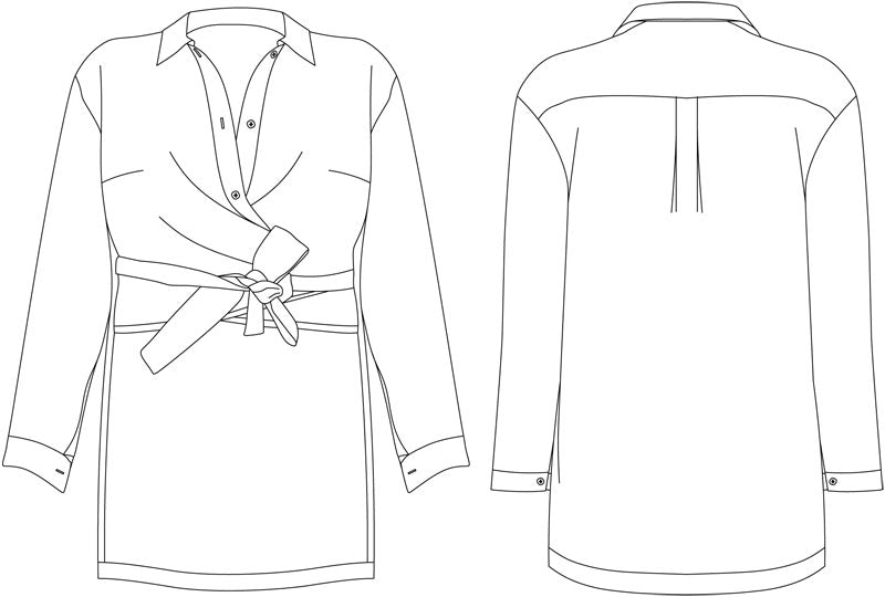 Hortense asymetrical wrap shirt PDF Pattern