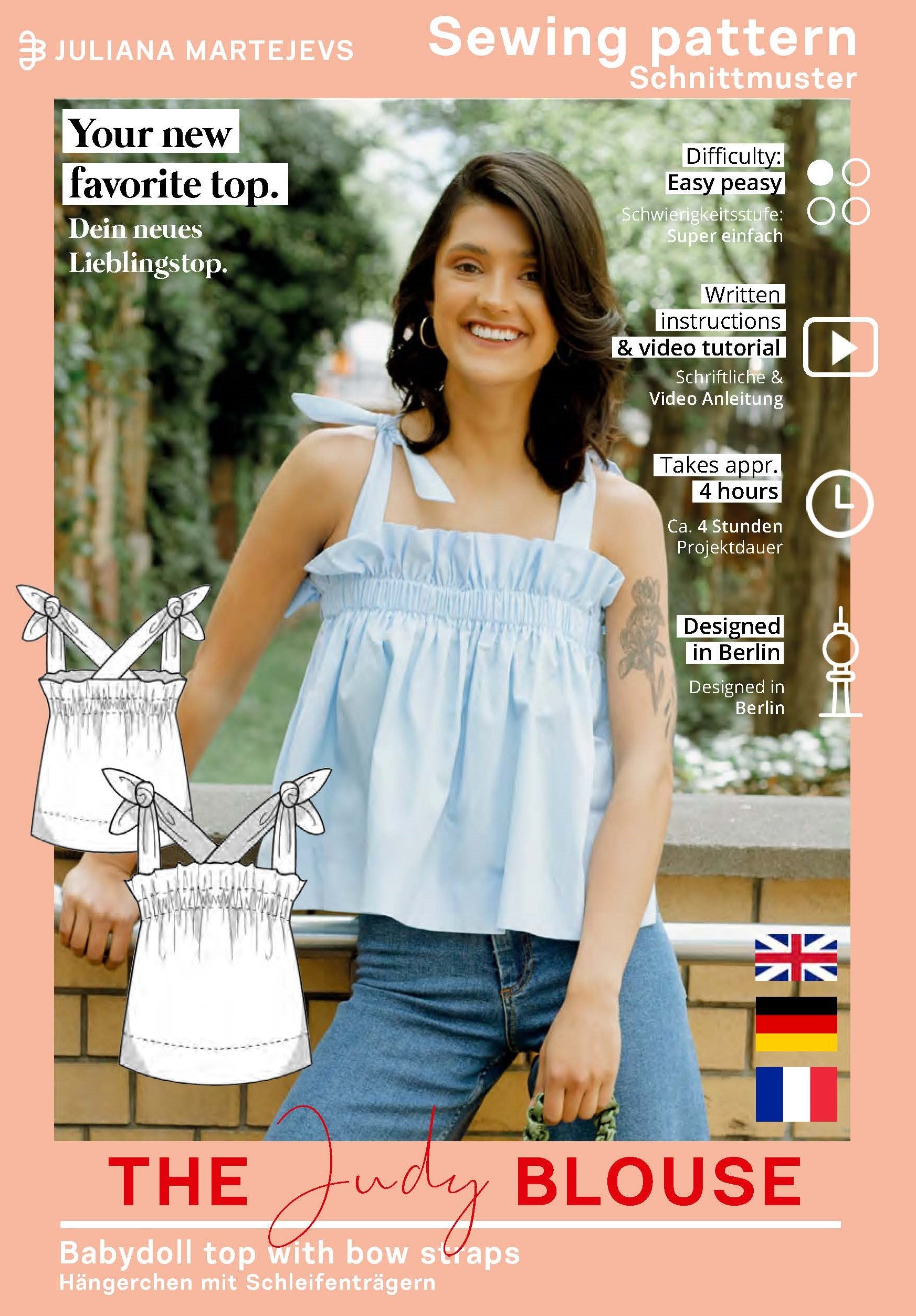 Rüschenbluse Schnittmuster JUDY