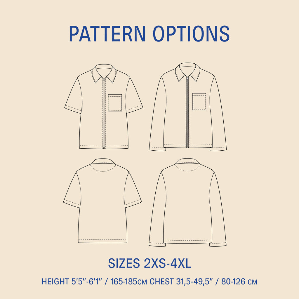 Men's Zip Shirt Sewing Pattern