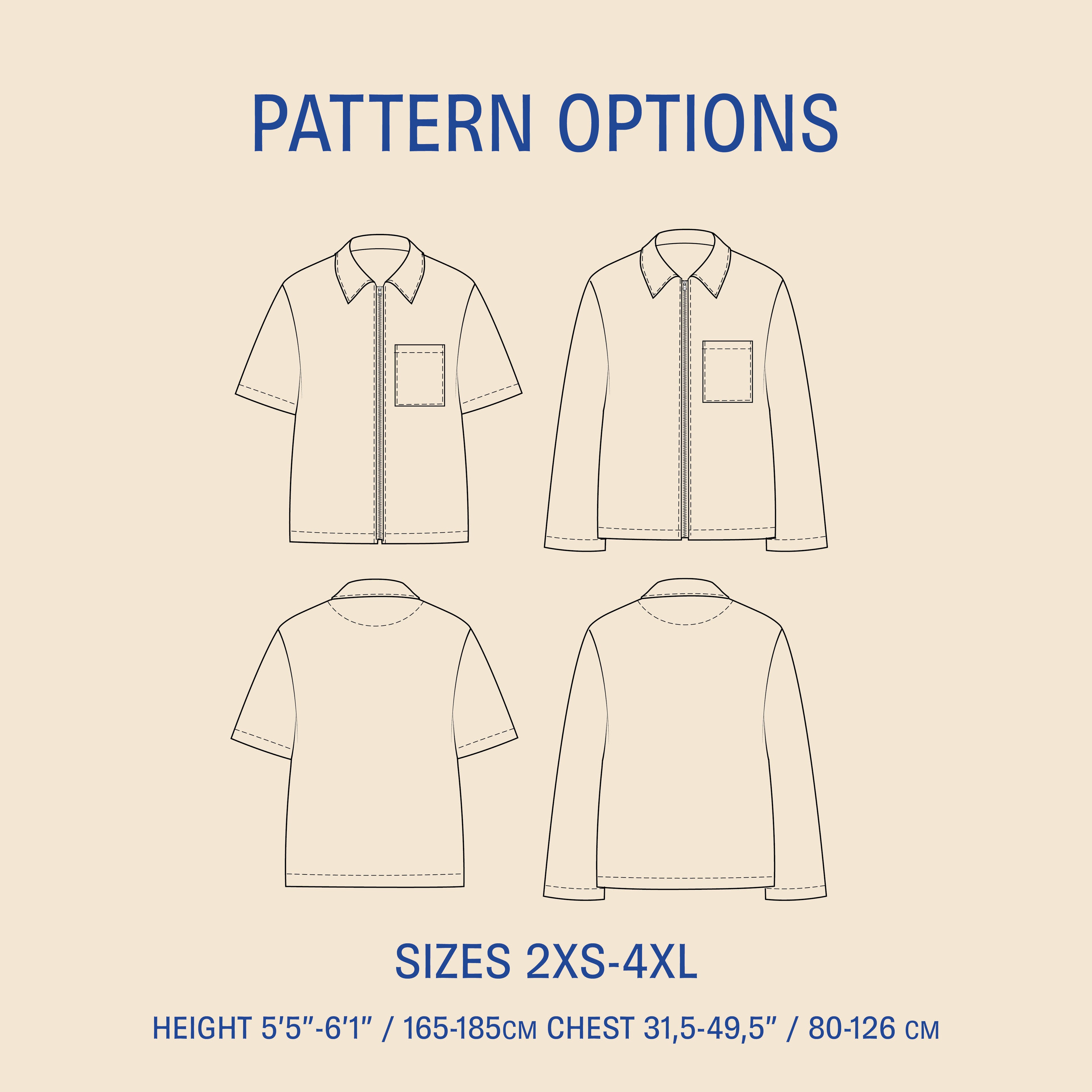 Men's Zip Shirt Sewing Pattern